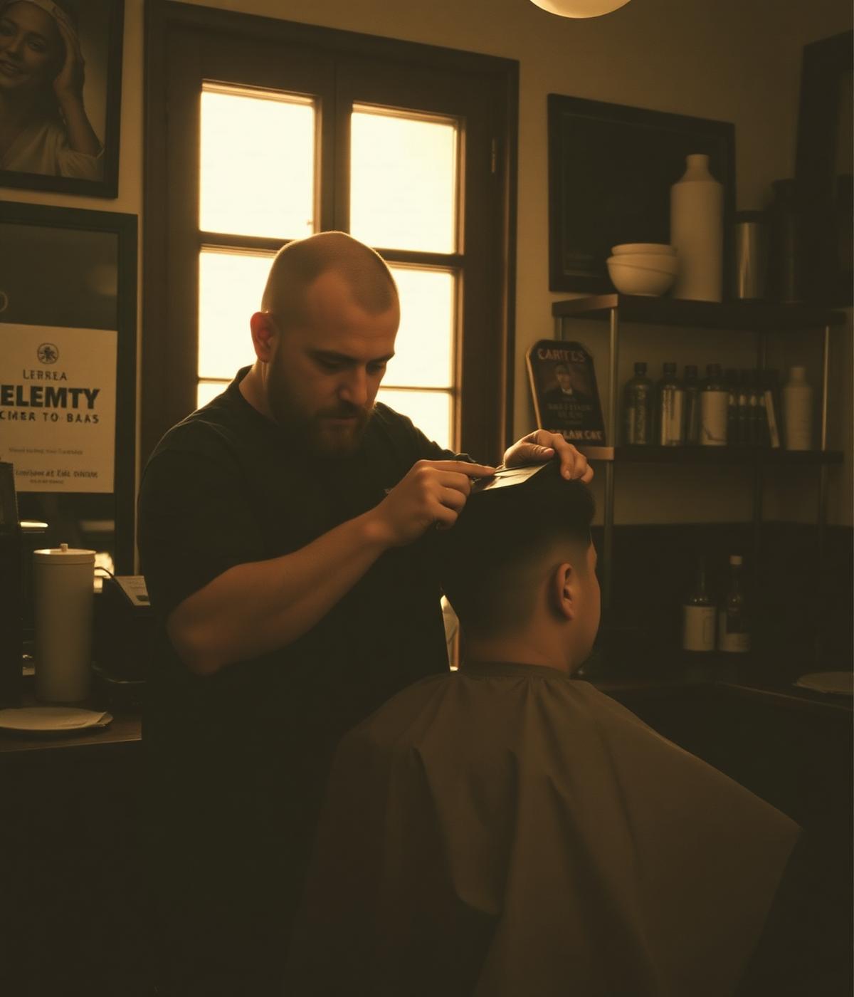 Barbeiro a cortar cabelo na The Lobby